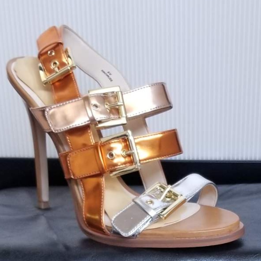 Metallic Strap Heel